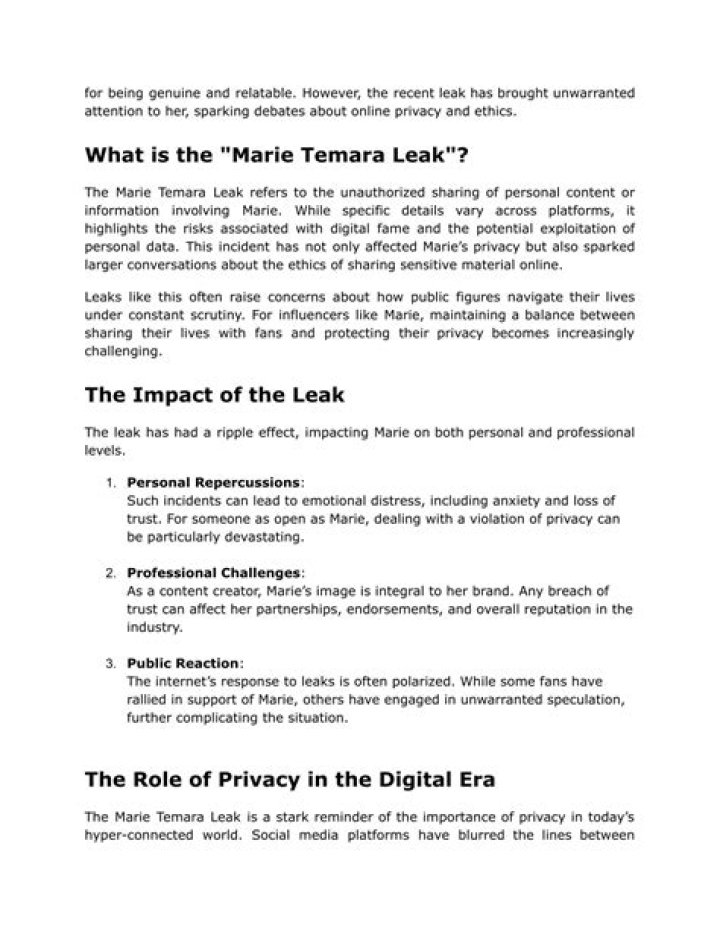Marie Temara: The Voice Behind the Leaks Phenomenon