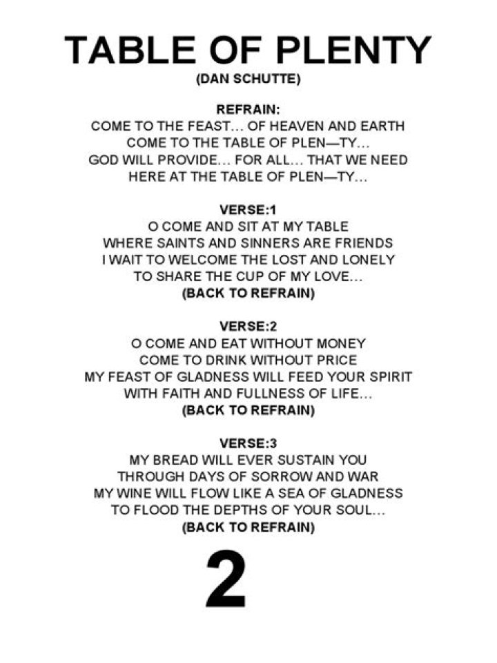 Table of Plenty: Discovering the Richness of Its Lyrics